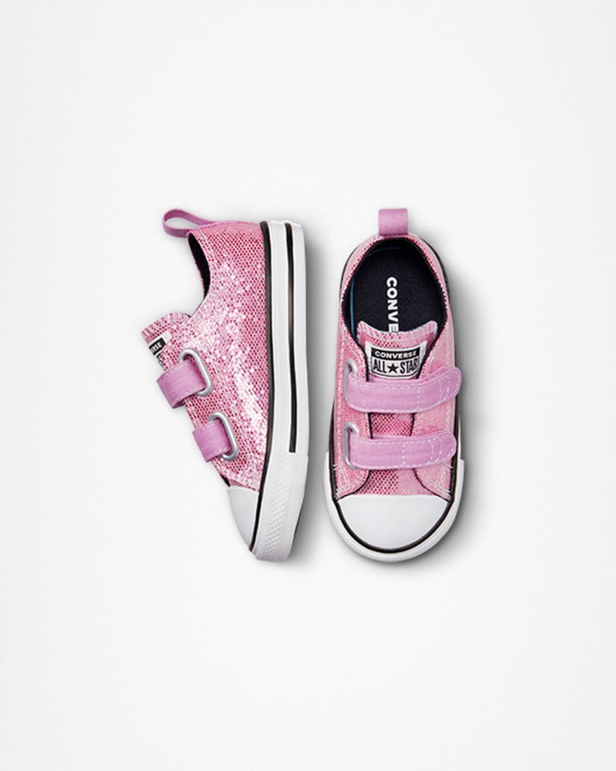 Dívčí Boty Nízké Converse Chuck Taylor All Star Easy-On Glitter Růžové Černé | CZ TSQC45